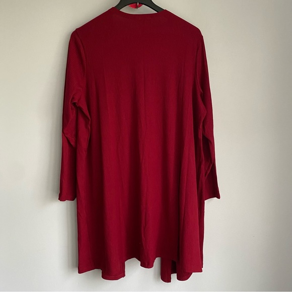 NEW All Worthy Red Open Front Rib Cardigan Sweater - Picture 7 of 10